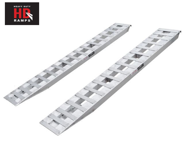 Car Trailer Ramp (pair) - Aluminum - 7'10" long x 15" wide. Hook End. Knife Foot. 5,000lb / axle