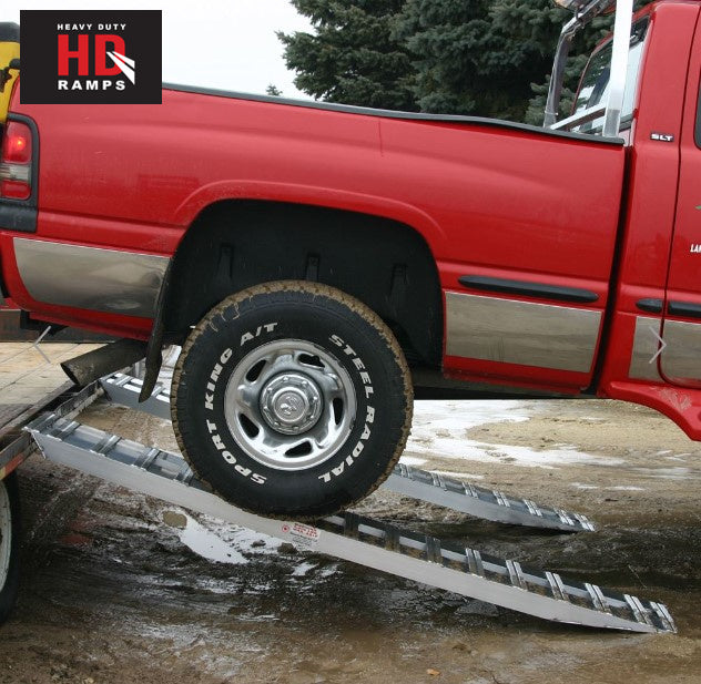 Car Trailer Ramp (pair) - Aluminum - 7'10" long x 15" wide. Hook End. Knife Foot. 5,000lb / axle