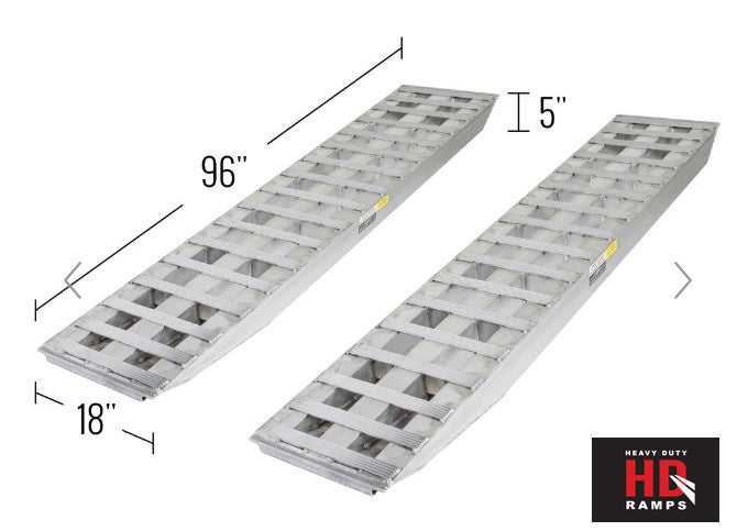 Step Deck Ramps ( pair ) 18" x 96" - 23,500 lb Capacity Ramp 5" Tube